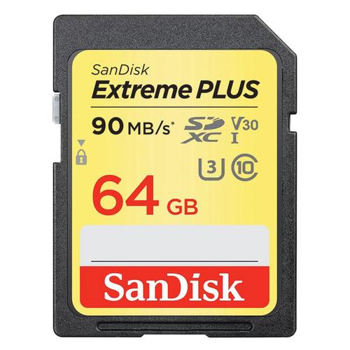 SanDisk 64GB Extreme PLUS V30 SD Card (SDXC) UHS-I U3 - 90MB