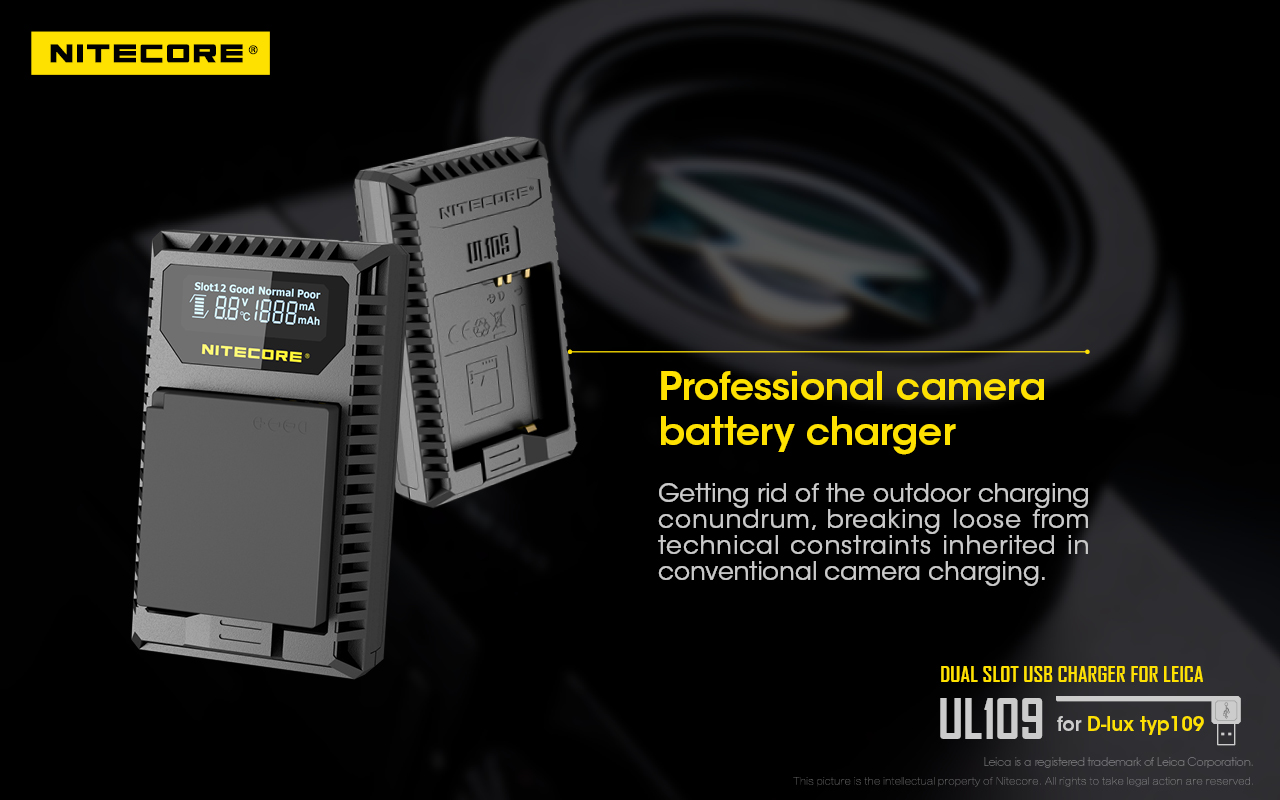 Nitecore USB Travel Charger for Leica BP-DC15-E